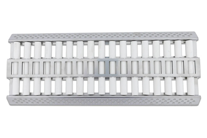  Blaze LTE ceramic flame tamer with 304 stainless steel tray and white ceramic rods for even heat distribution in gas grills
