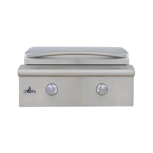 Blaze LTE+ 30-Inch built-in propane gas griddle with lift-assist hood, stainless steel outdoor cooking appliance