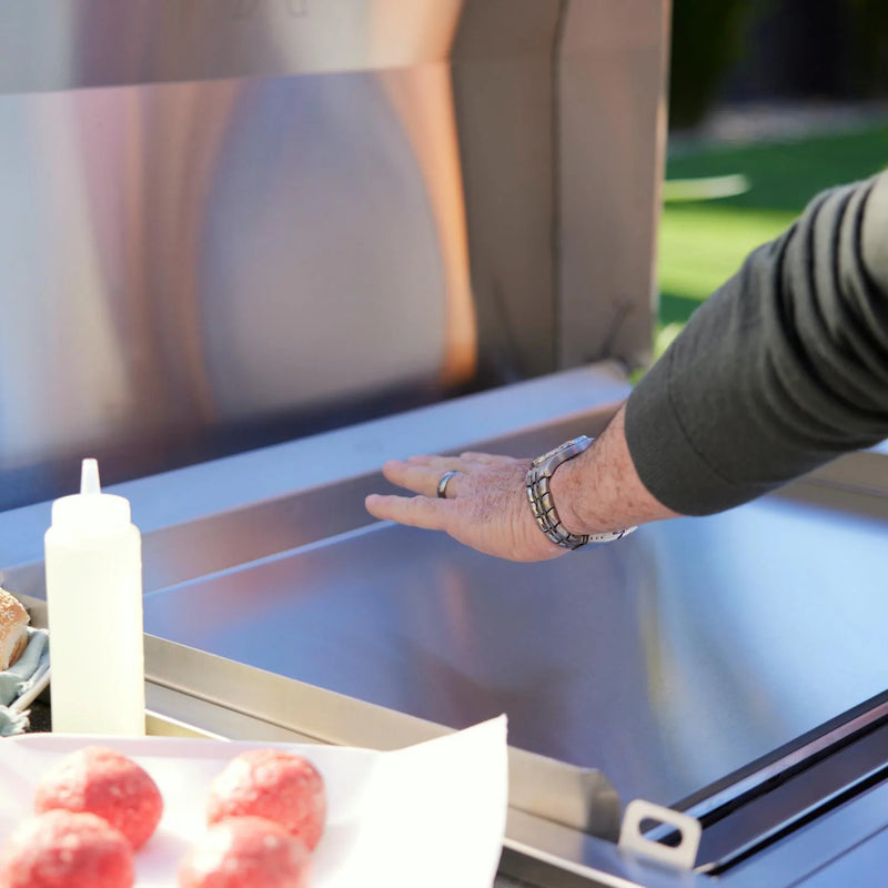 Load image into Gallery viewer, Blaze LTE+ 30-inch gas griddle with dual burners and lift-assist hood, available in propane and natural gas
