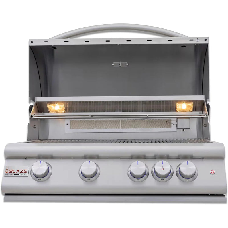 Load image into Gallery viewer, Blaze LTE+ Marine Grade 32-Inch 4-Burner Built-In Gas Grill with Lift-Assist Hood and Rear Infrared Burner
