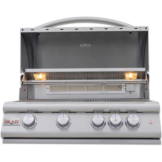 Blaze LTE+ Marine Grade 32-Inch 4-Burner Built-In Gas Grill with Lift-Assist Hood and Rear Infrared Burner