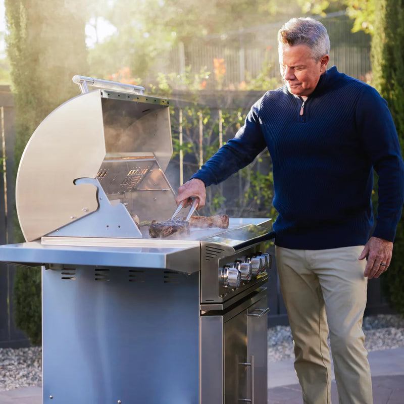 Load image into Gallery viewer, Blaze LTE PRO 32-inch 4-Burner Propane Grill with digital temperature screen, rotisserie kit, and 12mm hexagonal stainless steel grates
