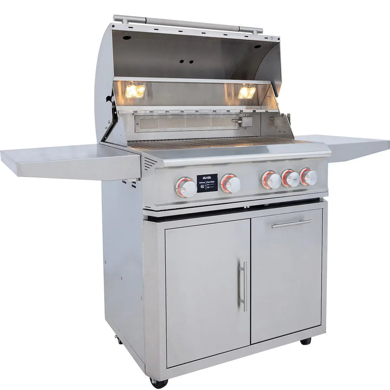 Load image into Gallery viewer, Blaze LTE PRO 32-inch 4-Burner Propane Grill with digital temperature screen, rotisserie kit, and 12mm hexagonal stainless steel grates
