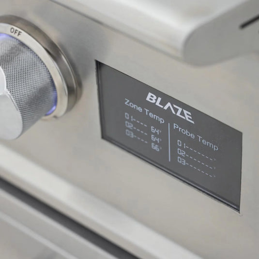 Blaze LTE PRO 40-Inch built-in gas griddle with digital temperature screen and lift-assist lid in stainless steel