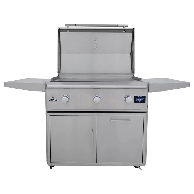 Load image into Gallery viewer, Blaze LTE PRO 40-inch gas griddle with digital temperature screen, lift-assist lid, and three burners, available in propane and natural gas
