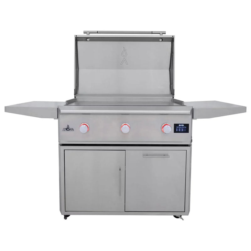 Load image into Gallery viewer, Blaze LTE PRO 40-inch gas griddle with digital temperature screen, lift-assist lid, and three burners, available in propane and natural gas
