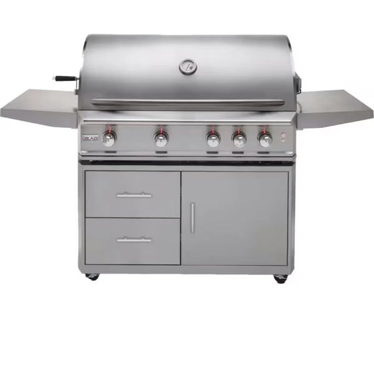 Blaze Professional LUX 44-Inch 4-Burner Gas Grill with Rear Infrared Burner – Premium 304 stainless steel freestanding grill for natural gas or propane