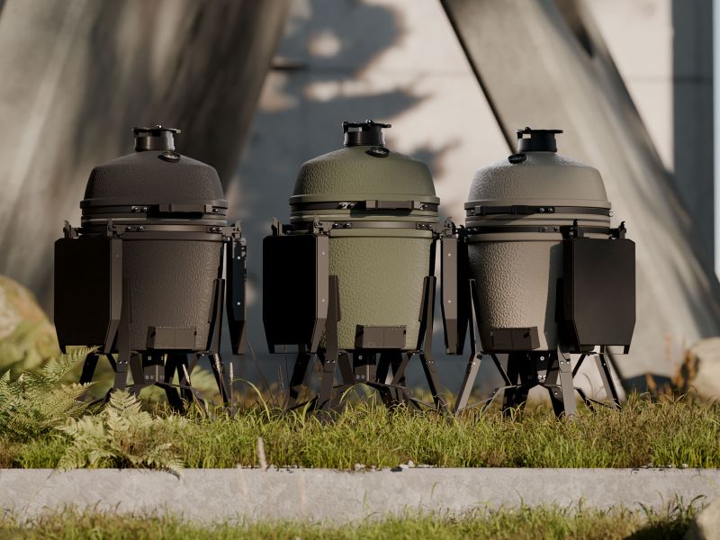 Load image into Gallery viewer, BSTRD.CORE 15 3/4-inch Medium Complete Kamado Grill in Alpine Green with ceramic body and modular side tables
