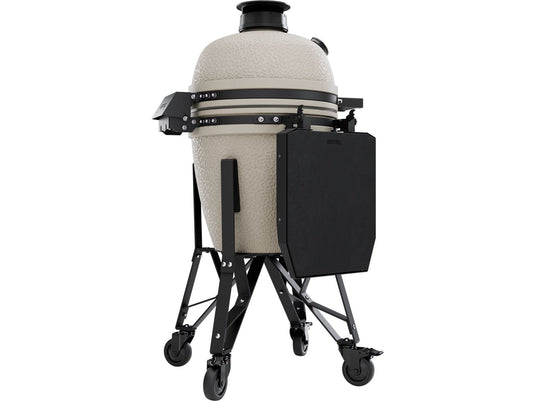 BSTRD.CORE 15 3/4-inch Medium Complete Kamado Grill in Desert Sand with stainless steel cooking grate and modular side tables