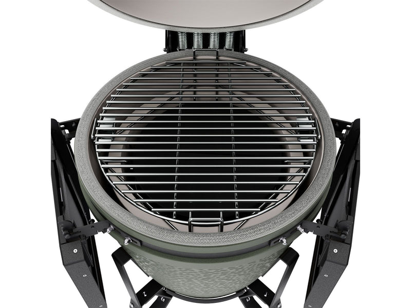 Load image into Gallery viewer, BSTRD.CORE 19 1/4-inch Large Complete Kamado Grill in Alpine Green – premium ceramic charcoal kamado grill with stand and side tables.
