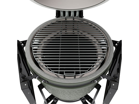 BSTRD.CORE 19 1/4-inch Large Complete Kamado Grill in Alpine Green – premium ceramic charcoal kamado grill with stand and side tables.