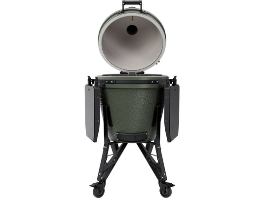 BSTRD.CORE 19 1/4-inch Large Complete Kamado Grill in Alpine Green – premium ceramic charcoal kamado grill with stand and side tables.