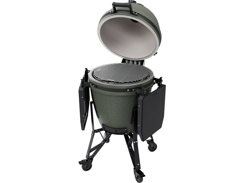 Load image into Gallery viewer, BSTRD.CORE 19 1/4-inch Large Complete Kamado Grill in Alpine Green – premium ceramic charcoal kamado grill with stand and side tables.
