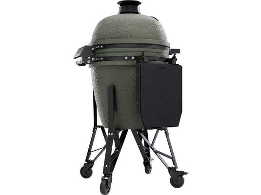BSTRD.CORE 19 1/4-inch Large Complete Kamado Grill in Alpine Green – premium ceramic charcoal kamado grill with stand and side tables.