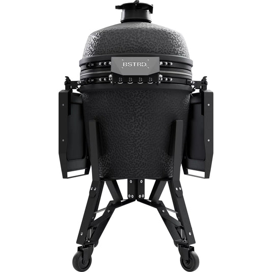 BSTRD.PRO 19 1/4-inch Large Complete Kamado Grill in Graphite – premium ceramic charcoal grill with stand and side shelves.