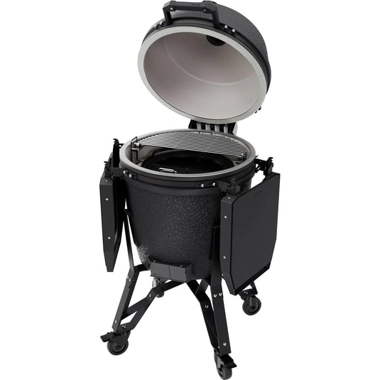 BSTRD.PRO 19 1/4-inch Large Complete Kamado Grill in Graphite – premium ceramic charcoal grill with stand and side shelves.