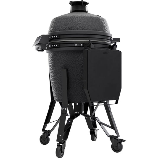 BSTRD.PRO 19 1/4-inch Large Complete Kamado Grill in Graphite – premium ceramic charcoal grill with stand and side shelves.