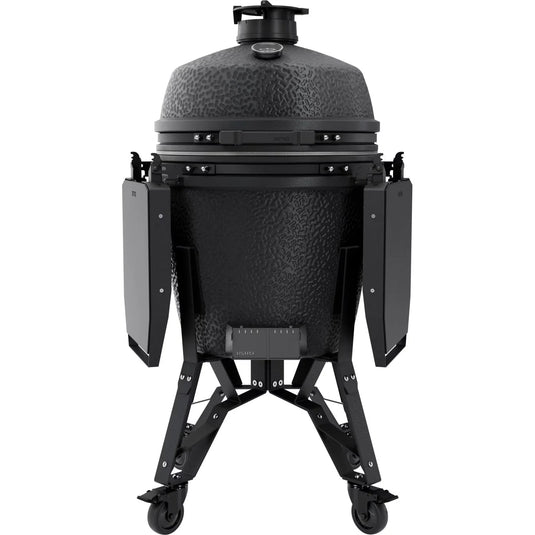 BSTRD.PRO 19 1/4-inch Large Complete Kamado Grill in Graphite – premium ceramic charcoal grill with stand and side shelves.