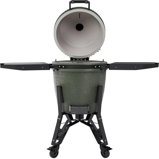 BSTRD.PRO 19 1/4-inch Large Complete Kamado Grill in Alpine Green – premium ceramic charcoal grill with stand and wheels