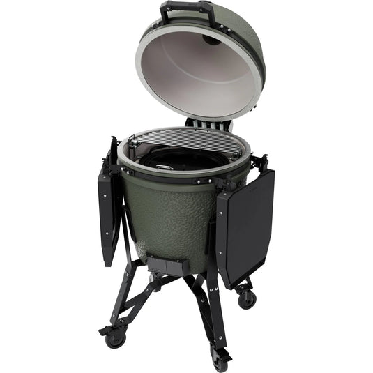 BSTRD.PRO 19 1/4-inch Large Complete Kamado Grill in Alpine Green – premium ceramic charcoal grill with stand and wheels