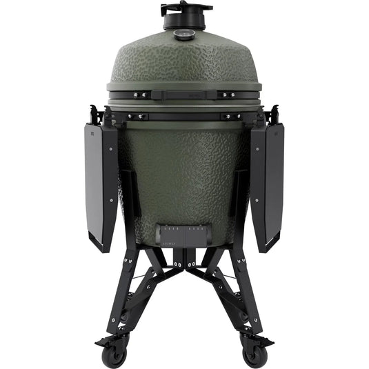 BSTRD.PRO 19 1/4-inch Large Complete Kamado Grill in Alpine Green – premium ceramic charcoal grill with stand and wheels
