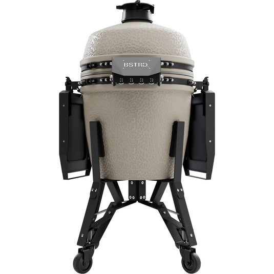 BSTRD.PRO 19 1/4-inch Large Complete Kamado Grill in Desert Sand – premium ceramic charcoal grill with stand and wheels