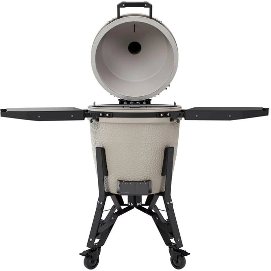BSTRD.PRO 19 1/4-inch Large Complete Kamado Grill in Desert Sand – premium ceramic charcoal grill with stand and wheels