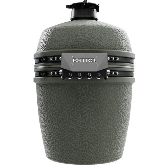 BSTRD.PRO 19 1/4-inch Large Solo Kamado Grill in Alpine Green – premium built-in ceramic charcoal grill with split cooking grid