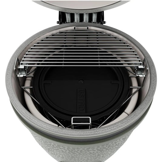 BSTRD.PRO 19 1/4-inch Large Solo Kamado Grill in Alpine Green – premium built-in ceramic charcoal grill with split cooking grid