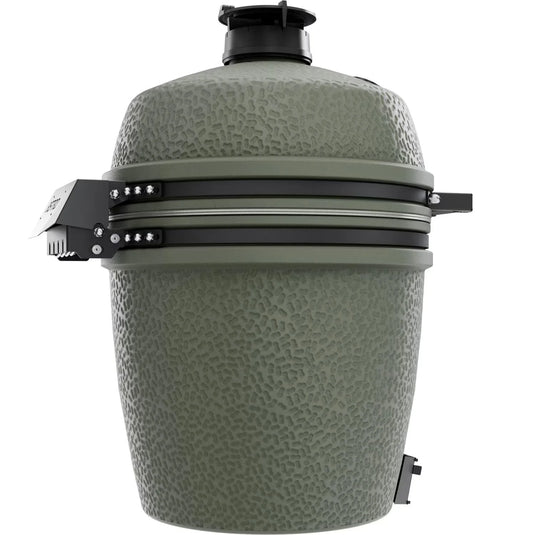 BSTRD.PRO 19 1/4-inch Large Solo Kamado Grill in Alpine Green – premium built-in ceramic charcoal grill with split cooking grid