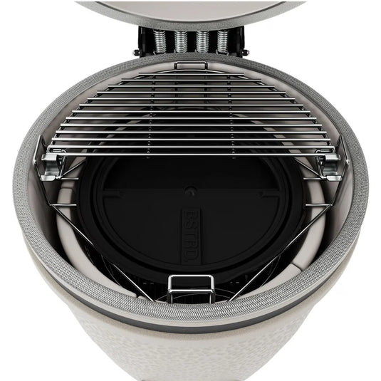 BSTRD.PRO 19 1/4-inch Large Solo Kamado Grill in Desert Sand – premium built-in ceramic charcoal grill with split cooking grid