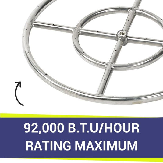 18" Double-Ring Stainless Steel Burner with a 1/2" Inlet