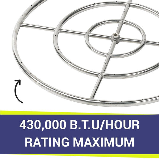 30" Triple-Ring Stainless Steel Burner with a 3/4" Inlet