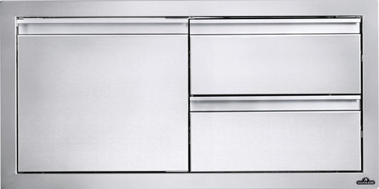 Napoleon built-in grill island 36 by 16 inches with two drawers and single door stainless steel storage unit