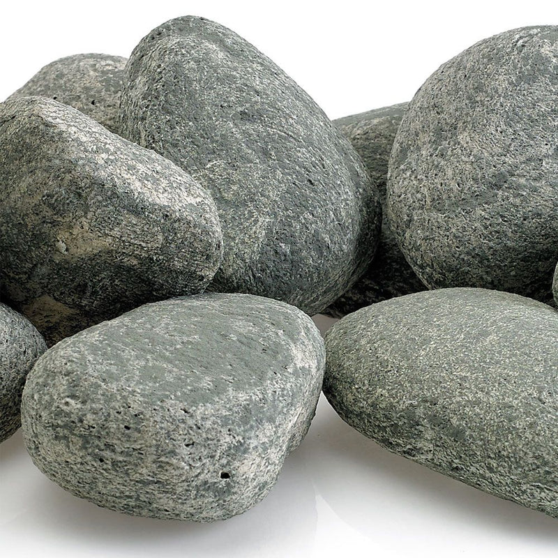 Load image into Gallery viewer, Cape Gray Lite Stones Set – 15-piece ceramic fire stones with lava rock base for indoor and outdoor fire features, modern gray decorative fire media for fire pits and fireplaces.
