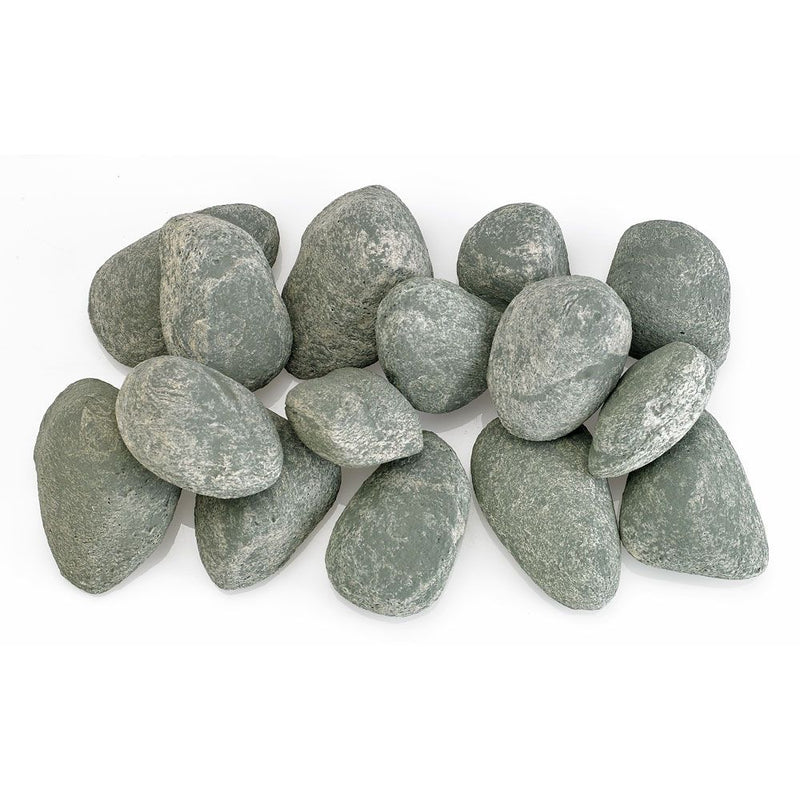Load image into Gallery viewer, Cape Gray Lite Stones Set – 15-piece ceramic fire stones with lava rock base for indoor and outdoor fire features, modern gray decorative fire media for fire pits and fireplaces.
