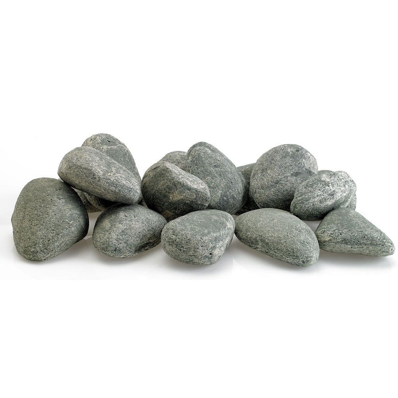 Load image into Gallery viewer, Cape Gray Lite Stones Set – 15-piece ceramic fire stones with lava rock base for indoor and outdoor fire features, modern gray decorative fire media for fire pits and fireplaces.
