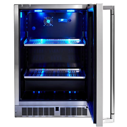 Lynx 24-Inch 5.3 Cu. Ft. Right/Left Hinge Outdoor Rated Compact Glass Door Refrigerator - LN24REFG
