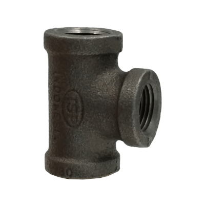 Dante 1/2 inch black malleable iron tee with female threaded fitting for gas, water, and air systems