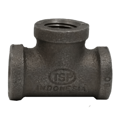 Dante 1/2 inch black malleable iron tee with female threaded fitting for gas, water, and air systems
