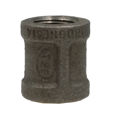 Dante 1/2 inch black malleable iron straight left/right coupling with female threads, UL/ULC and FM approved for gas and plumbing applications