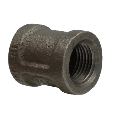 Dante 1/2 inch black malleable iron straight left/right coupling with female threads, UL/ULC and FM approved for gas and plumbing applications
