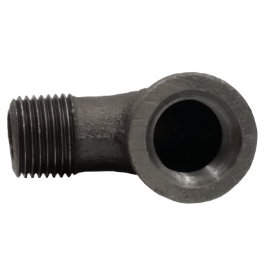 Load image into Gallery viewer, Dante 1/2 inch 90 street elbow black malleable iron pipe fitting with 1/2 inch NPT male and female threads
