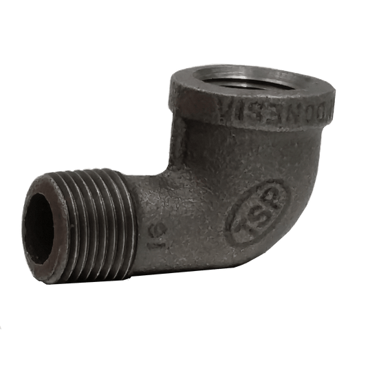 Dante 1/2 inch 90 street elbow black malleable iron pipe fitting with 1/2 inch NPT male and female threads