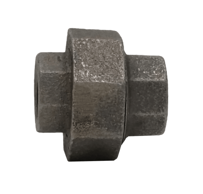 Dante 1/2 inch union industrial malleable cast iron pipe fitting with female threads, UL and FM approved for gas and plumbing applications