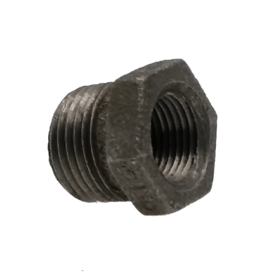 Dante 1/2 x 3/8 inch black malleable iron hex bushing for gas, oil, and air applications