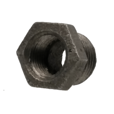 Dante 1/2 x 3/8 inch black malleable iron hex bushing for gas, oil, and air applications