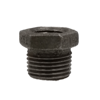 Dante 1/2 x 3/8 inch black malleable iron hex bushing for gas, oil, and air applications