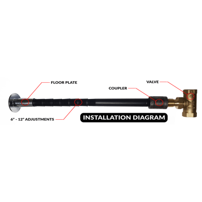 Dante 12-inch adjustable floor plate extension with 1/2-inch banded coupling for Globe and Ball Valves