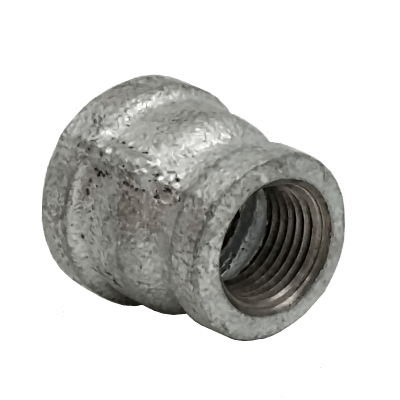 Dante 3/4 inch x 1/2 inch black malleable iron bell reducer with FNPT threads, rated 300 PSI for gas and plumbing applications